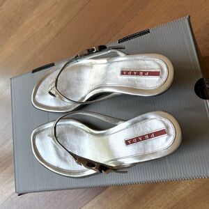 Prada, silver sandals, excellent condition size 36.5